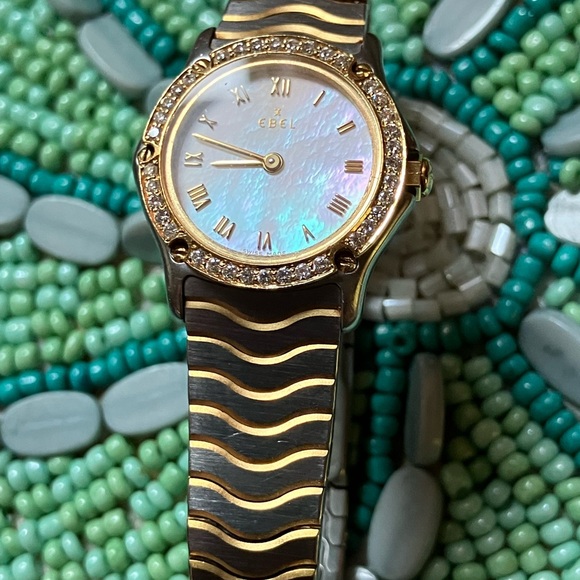 Ebel Diamond Sport Wave 18K Gold and Stainless Steel Watch Mother of Pearl Dial - Picture 11 of 12